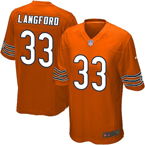 Men's Game Jeremy Langford Nike Jersey Orange Alternate - #33 NFL Chicago Bears